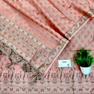 Peach Surahi Buti Cotton Silk Banarasi Suit