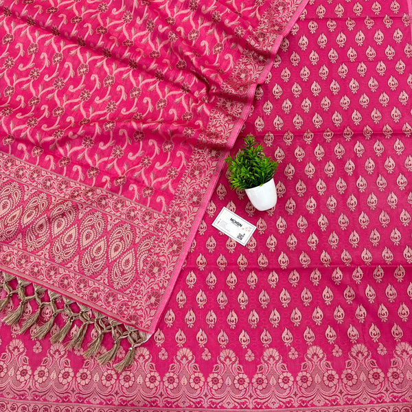 Rani Pink Hukum Fire Cotton Silk Banarasi Suit