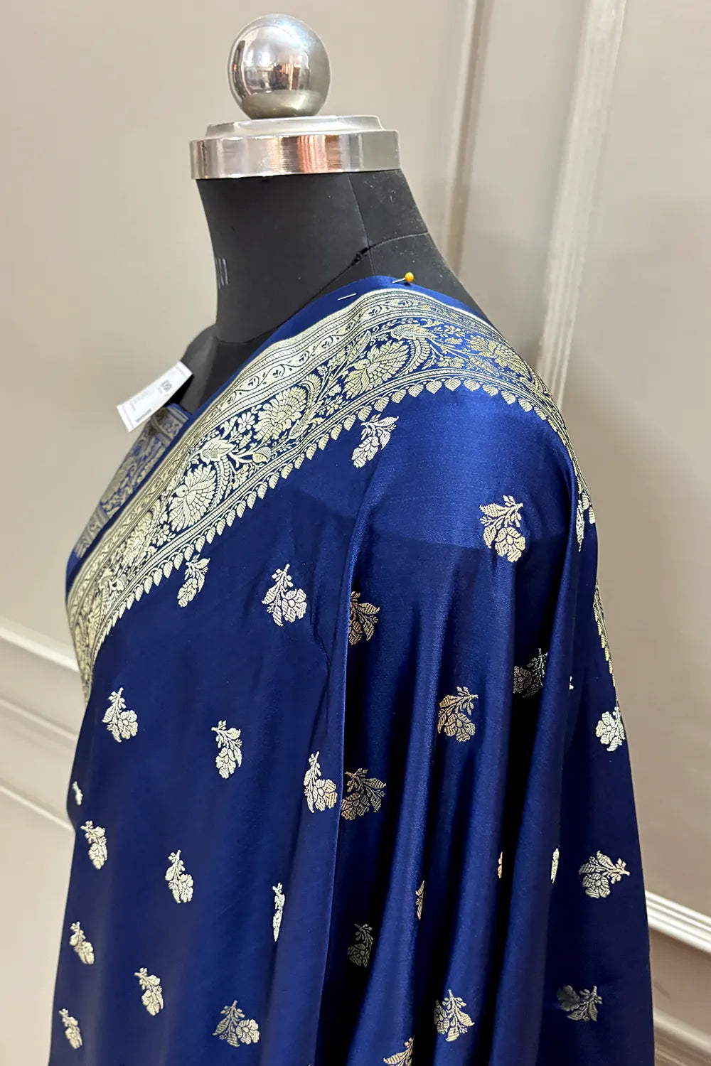 Navy Blue Chaman Buti Katan Silk Banarasi Saree