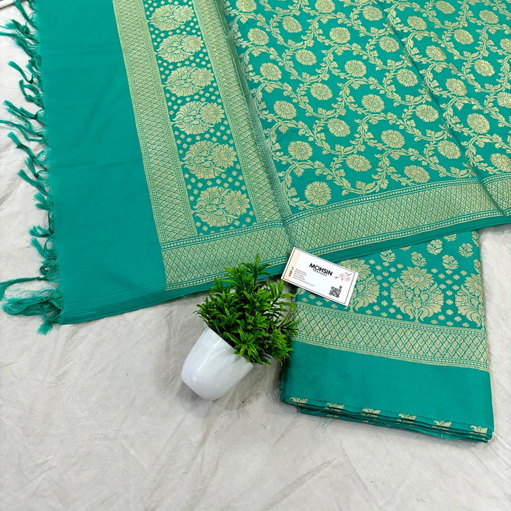 Sea Green Guldaan Fool Katan Silk Banarasi Suit