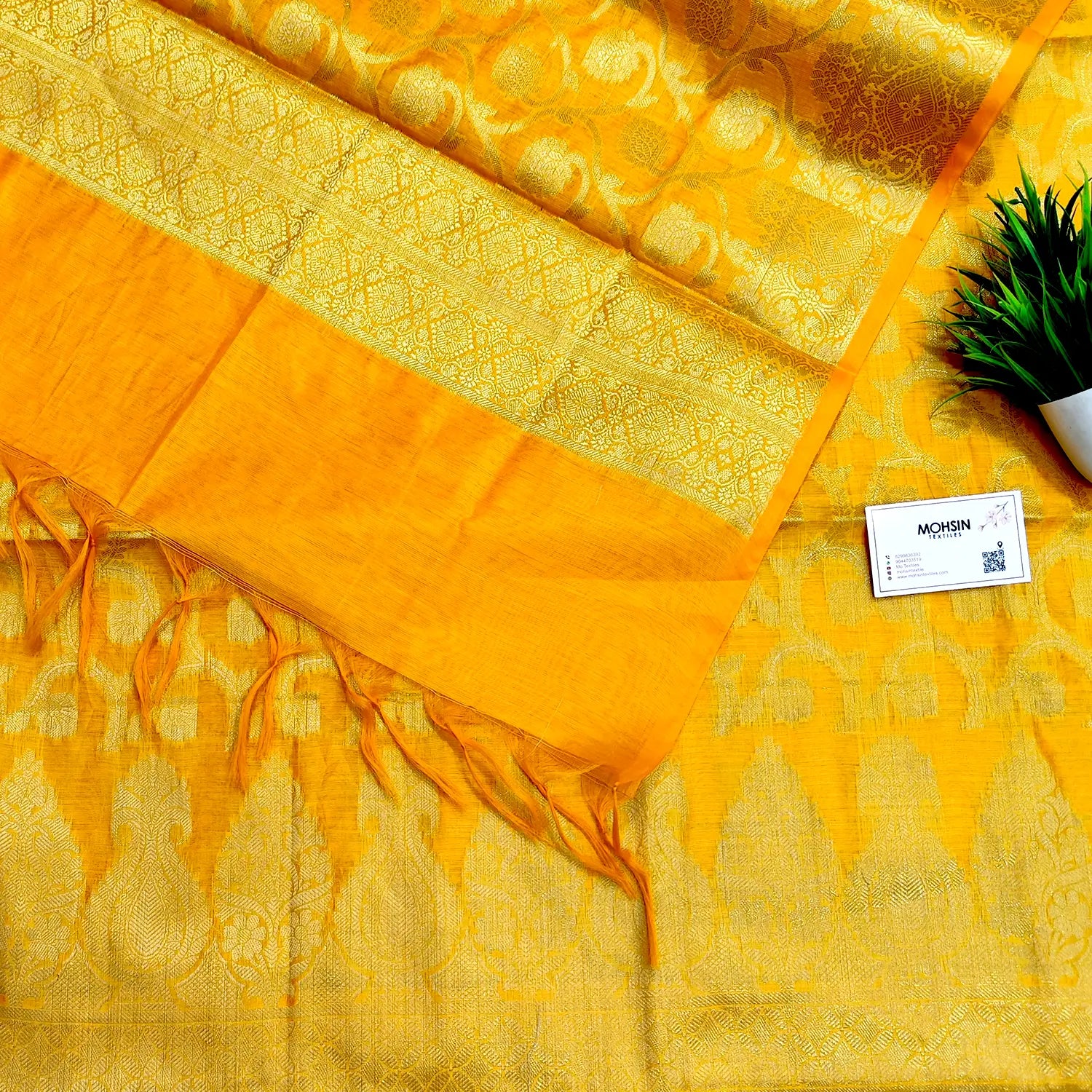 Yellow Kalgha Jaal Banarasi Silk Suit