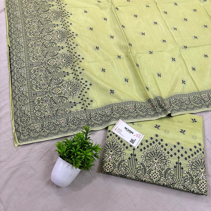 Light Yellow Jhilmila Taj Dola Silk Banarasi Suit