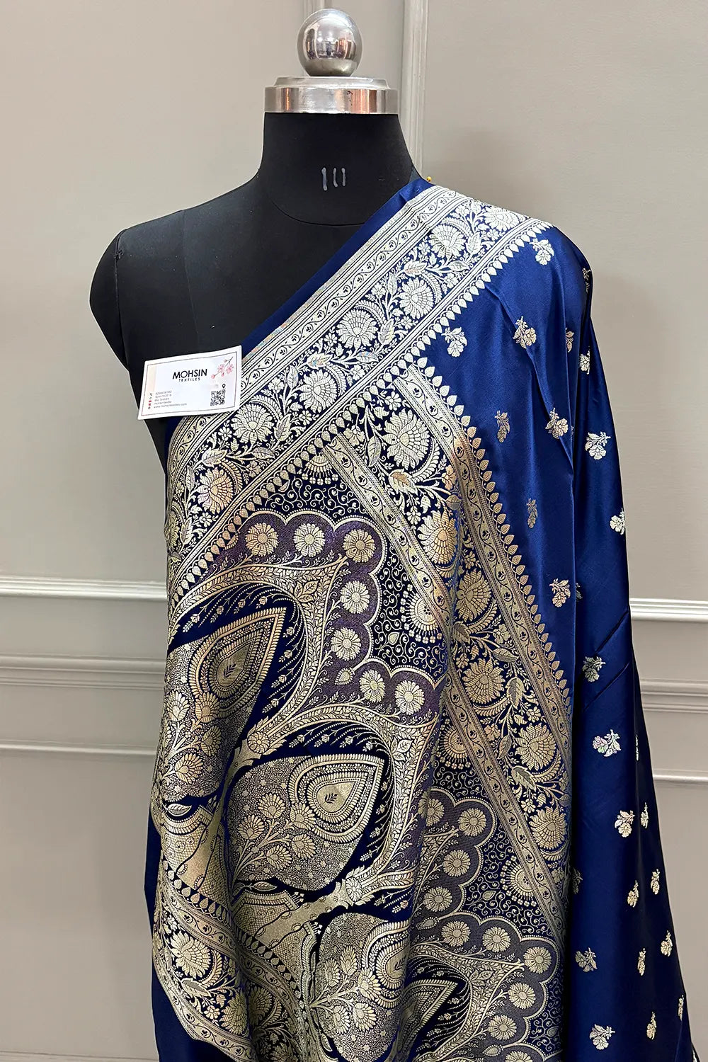 Navy Blue Chaman Buti Katan Silk Banarasi Saree