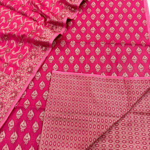 Rani Pink Hukum Fire Cotton Silk Banarasi Suit