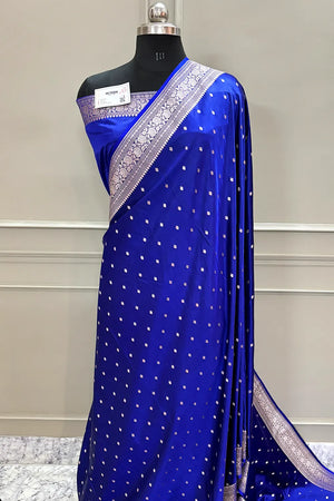 Royal Blue Chitrani Buti Katan Silk Banarasi Saree