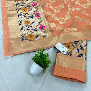 Orange Gulbagh Cotton Silk Banarasi Suit