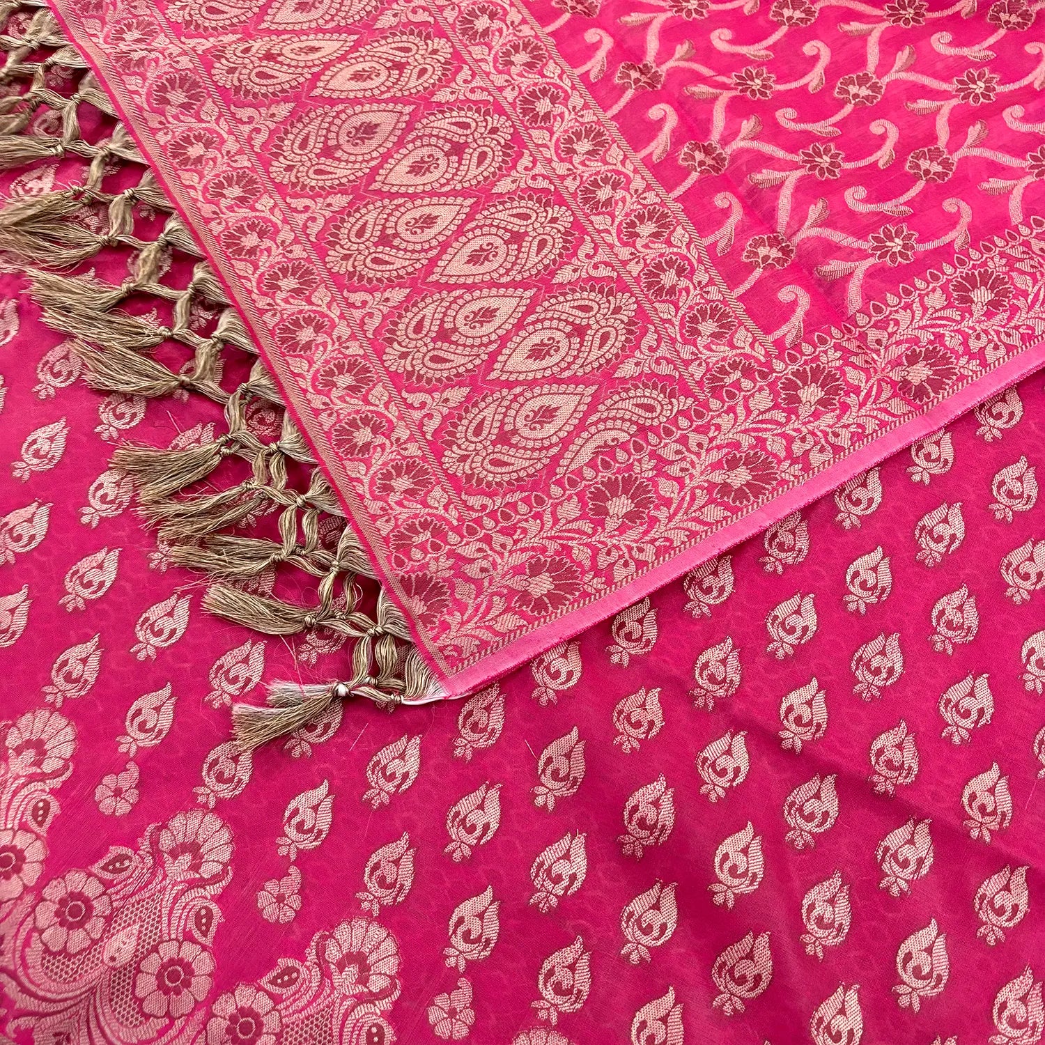 Rani Pink Hukum Fire Cotton Silk Banarasi Suit