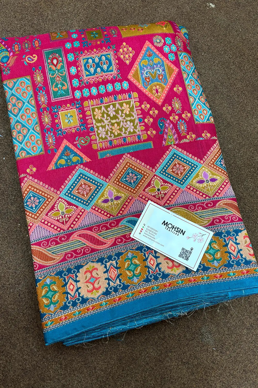 Pink Pashmina Pure Viscose Georgette Silk Banarasi Saree