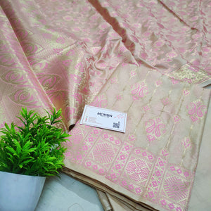 Beige Pink Meena Katan Silk Banarasi Suit