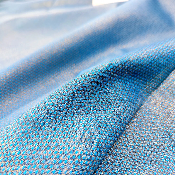 Firozi Brocade Satin Silk Banarasi Fabric