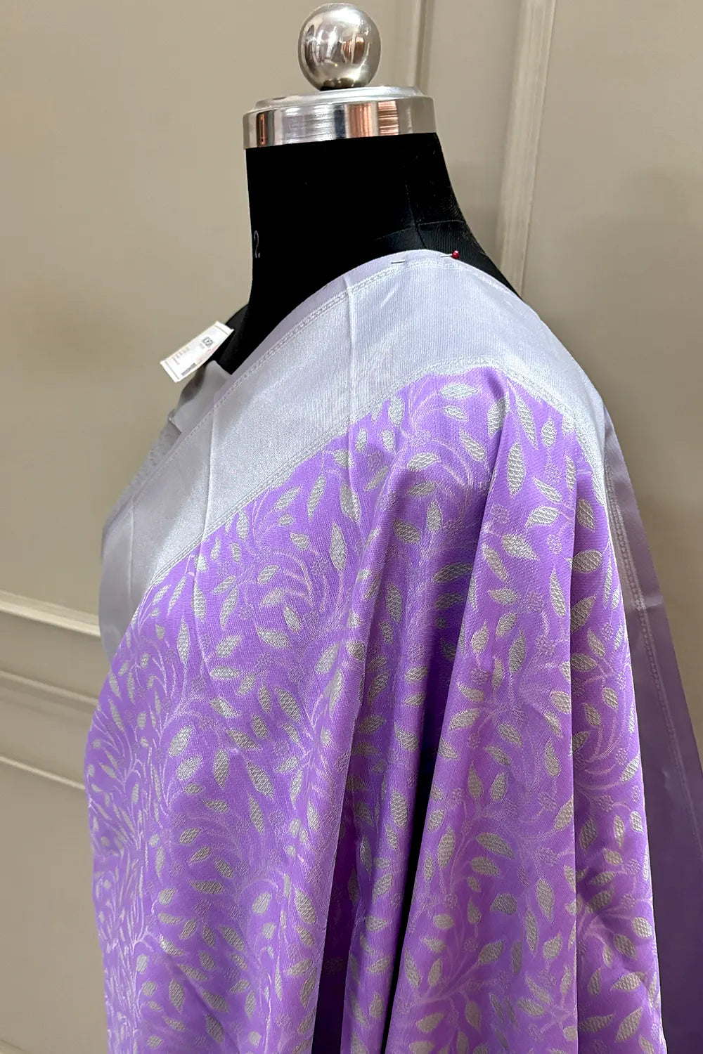 Lavender and Grey Resham Zari Banarasi Silk Saree