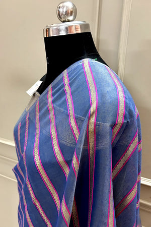 Light Blue Resham Zari Chanderi Silk Banarasi Saree