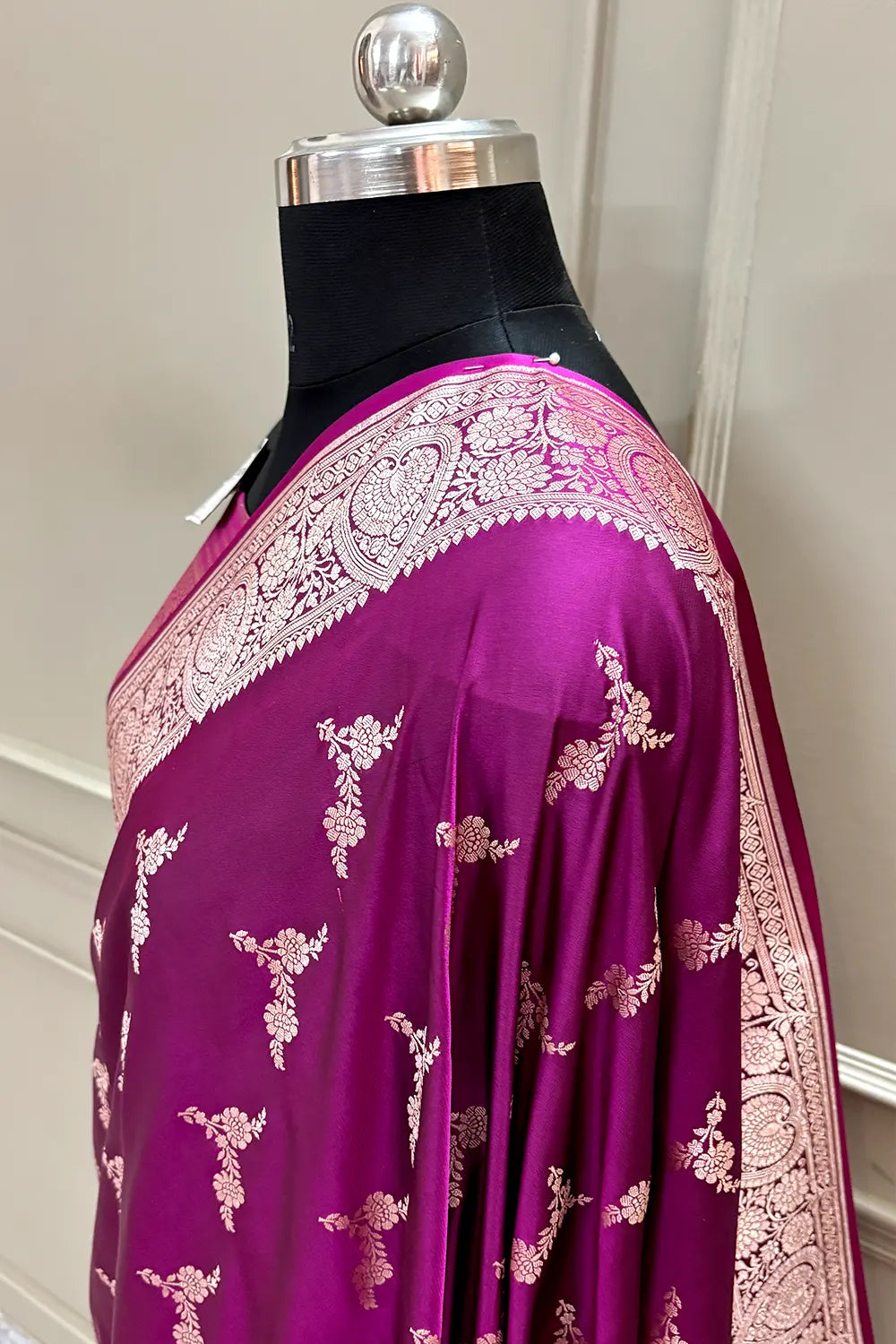 Magenta Golden Zari Katan Silk Banarasi Saree