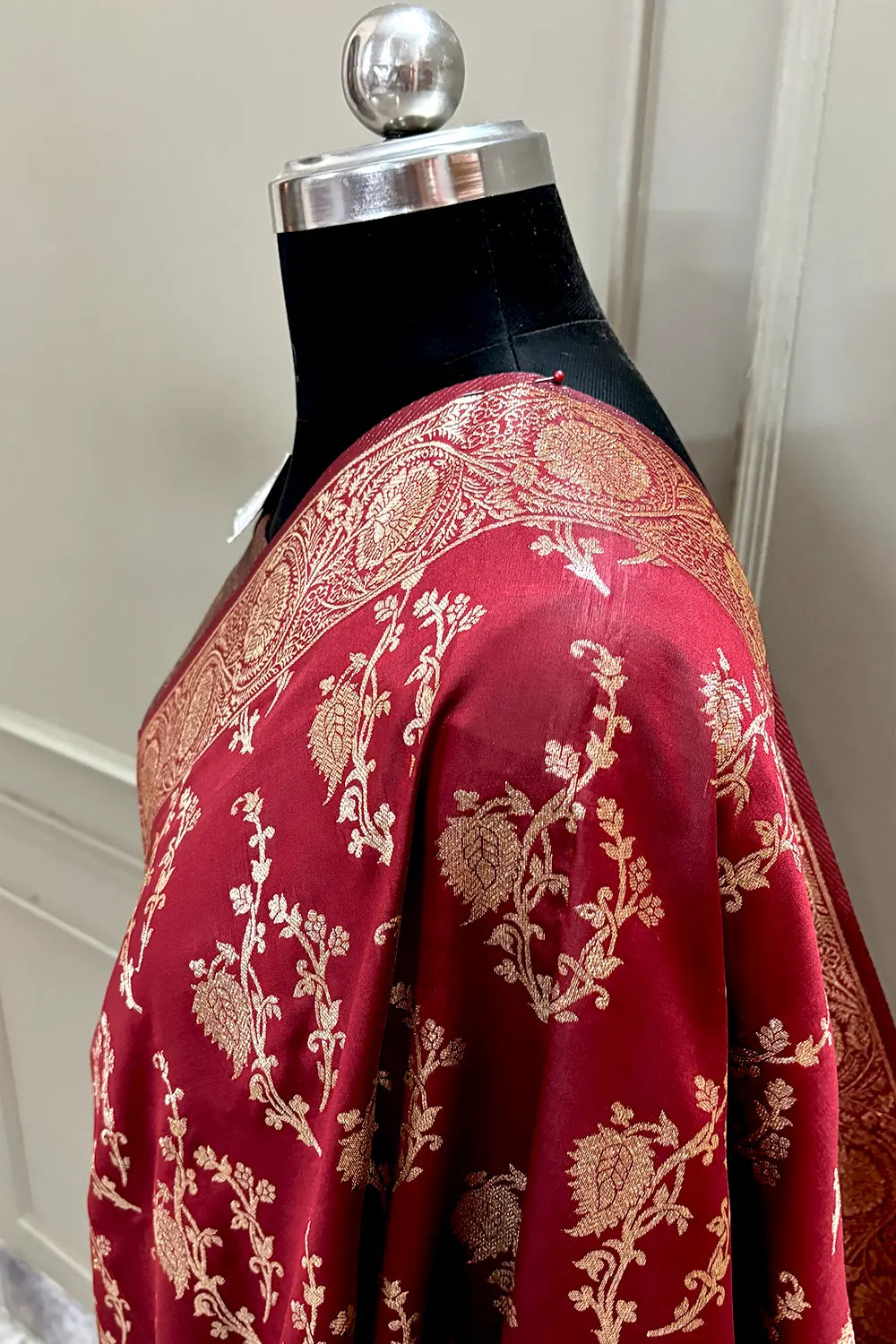 Maroon Zari Banarasi Silk Saree