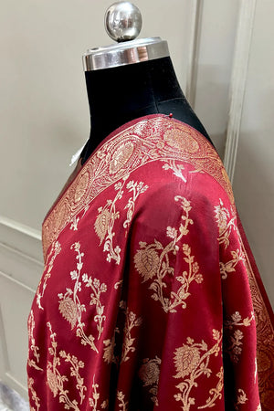 Maroon Zari Banarasi Silk Saree