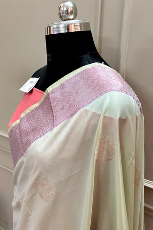 Mint and Pink Golden Zari Banarasi Silk Saree