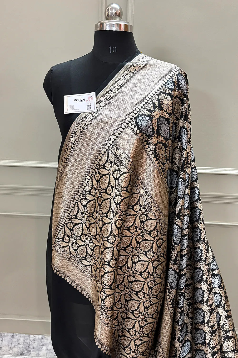 Nita Ambani Black Katan Silk Banarasi Saree