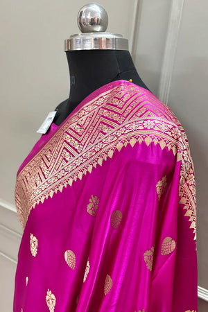 Pink Chagan Patti Katan Silk Banarasi Saree