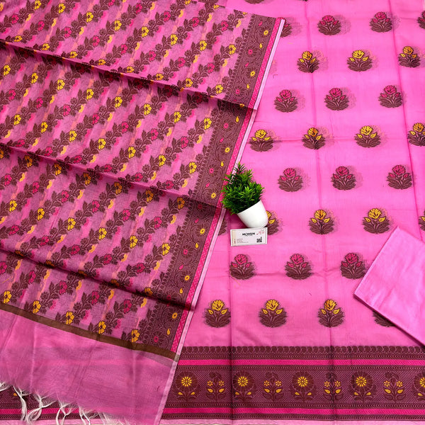 Pink Meenakari Banarasi Silk Suit