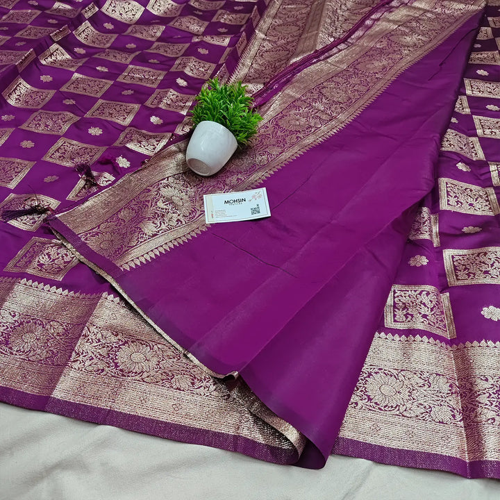Purple Matt Zari Silk Banarasi Saree