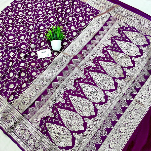 Purple Murerwa Daal Katan Silk Banarasi Saree