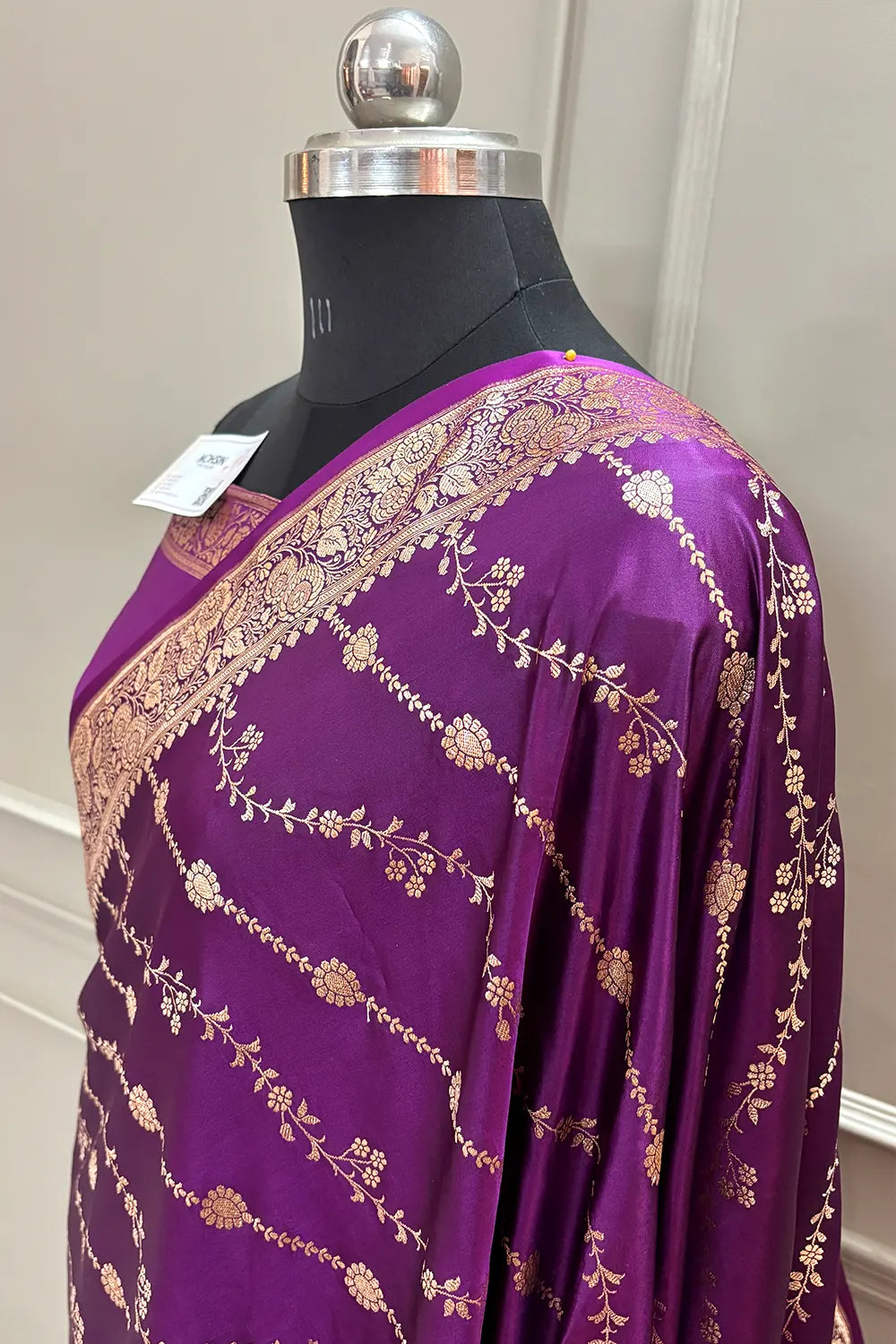 Purple Sunehri Lehar Katan Silk Banarasi Saree