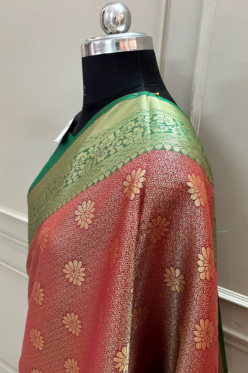 Red and Green Brocade Banarasi Silk Saree