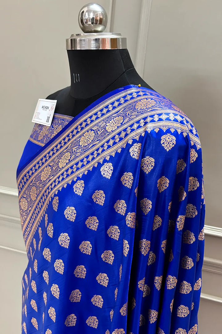 Royal Blue Golden Zari Katan Silk Banarasi Saree