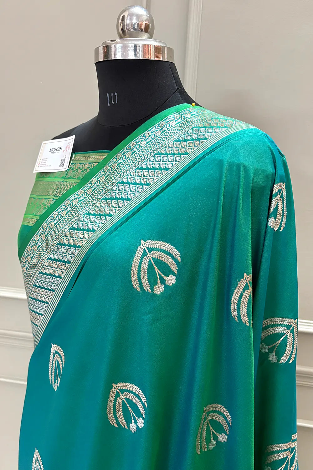 Teal Golden Zari Katan Silk Banarasi Saree