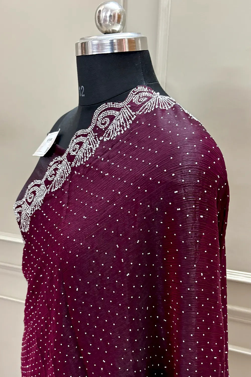 Wine Siroski Stone Jimmy Choo Saree