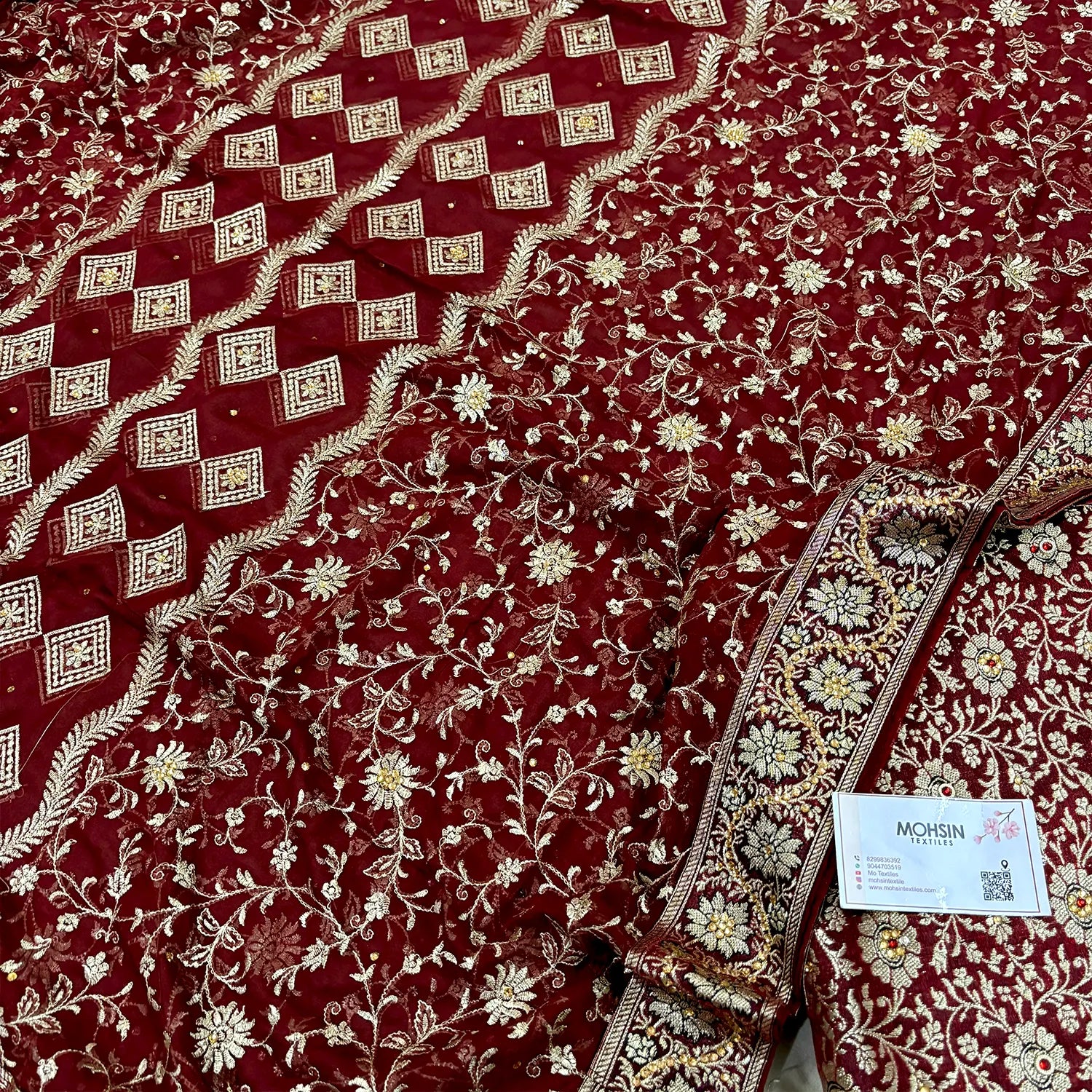 Wine Stone Work Kimkhab Silk Banarasi Gharara