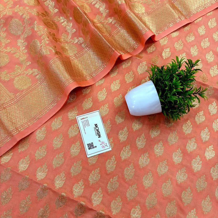 Light Peach Guldaan Katan Silk Banarasi Suit