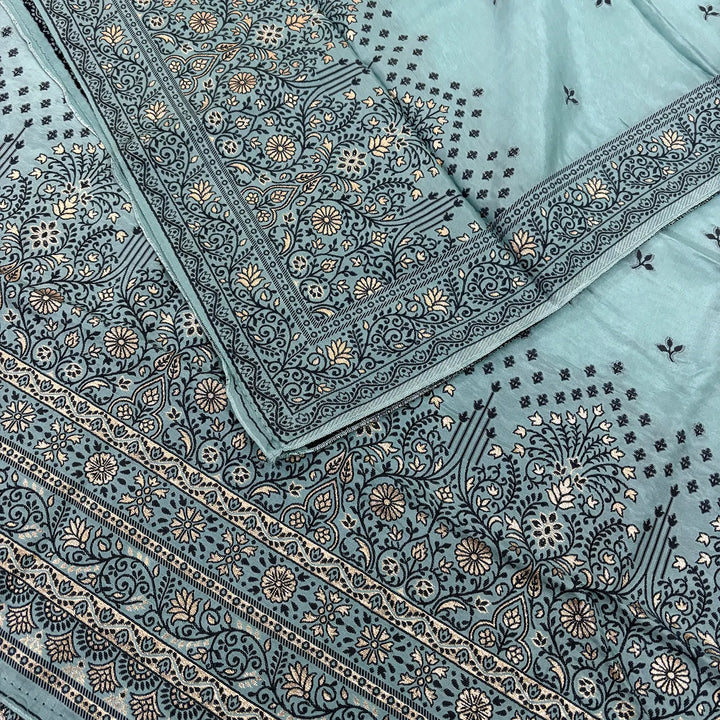 Light Sky Blue Jhilmila Taj Dola Silk Banarasi Suit