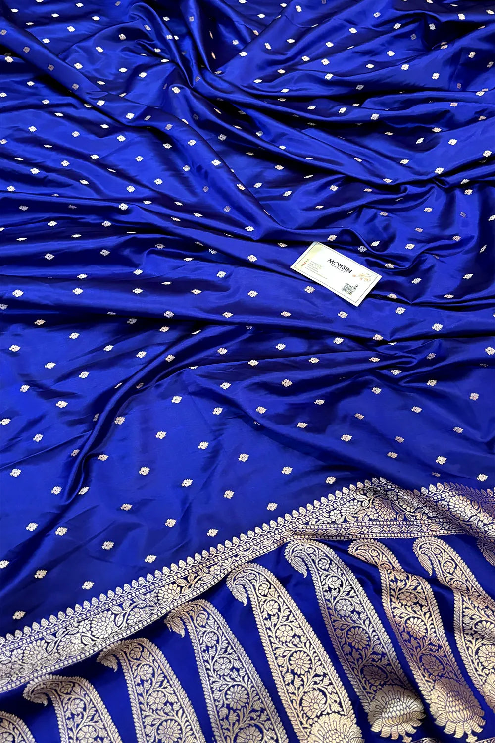 Royal Blue Chitrani Buti Katan Silk Banarasi Saree