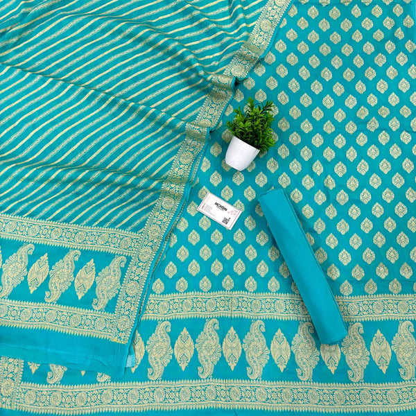 Sea Green Jaguar Buti Georgette Silk Banarasi Suit