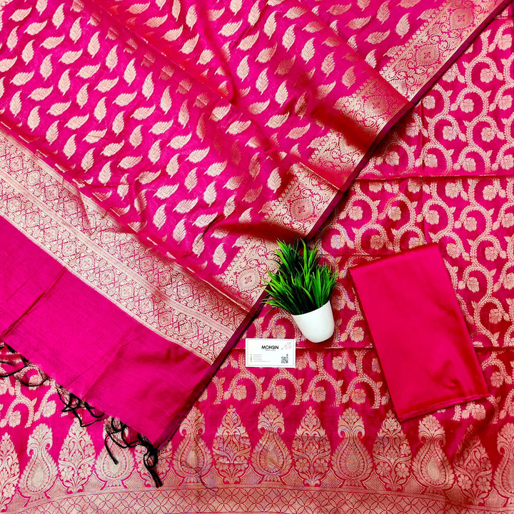 Pink Kalgha Jaal Banarasi Silk Suit – Mohsin Textiles