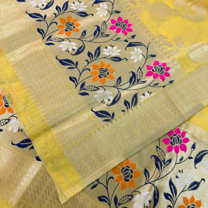 Yellow Gulbagh Cotton Silk Banarasi Suit