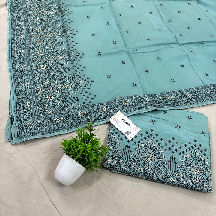 Light Sky Blue Jhilmila Taj Dola Silk Banarasi Suit