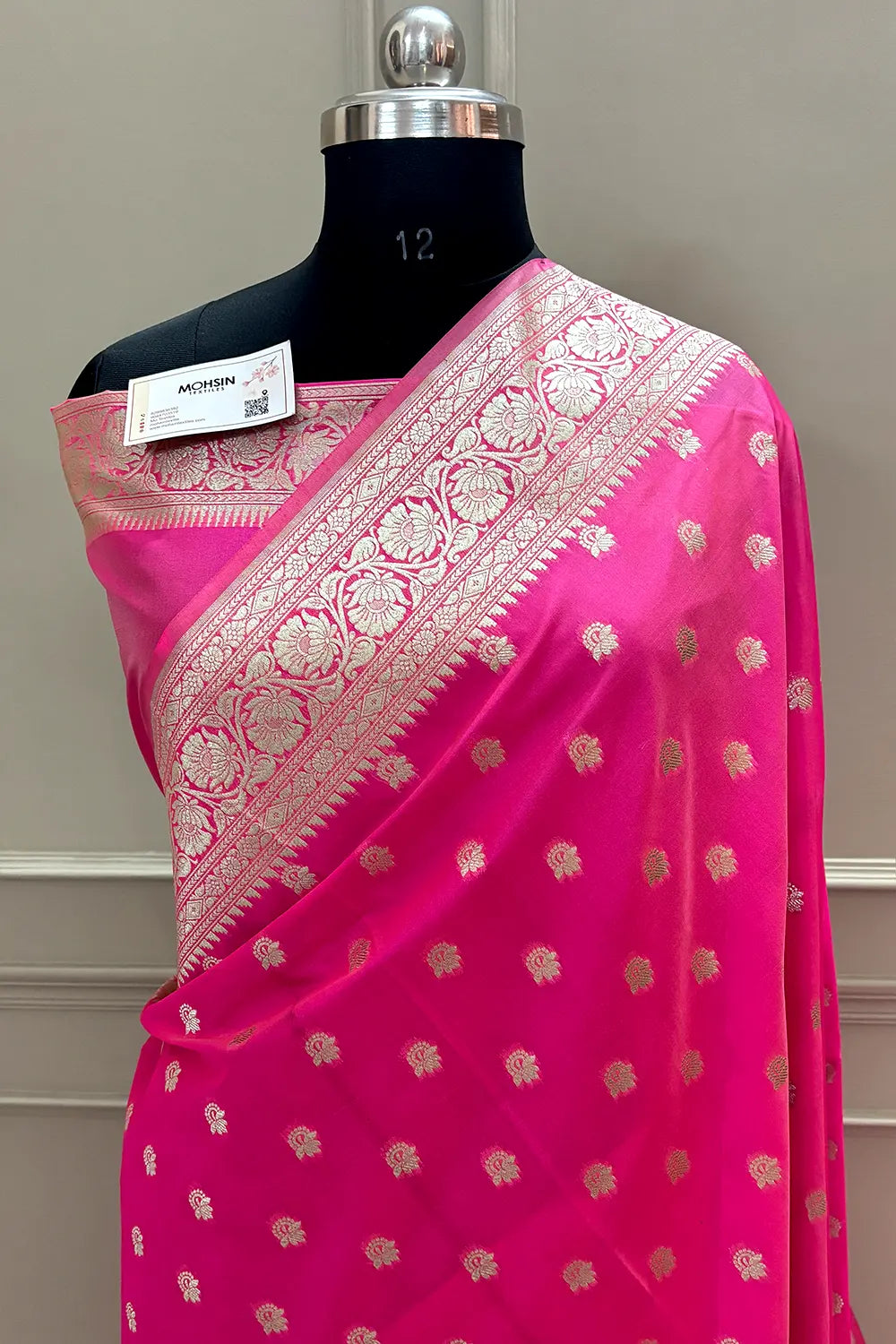 Pink Ghonga Buti Katan Silk Banarasi Saree