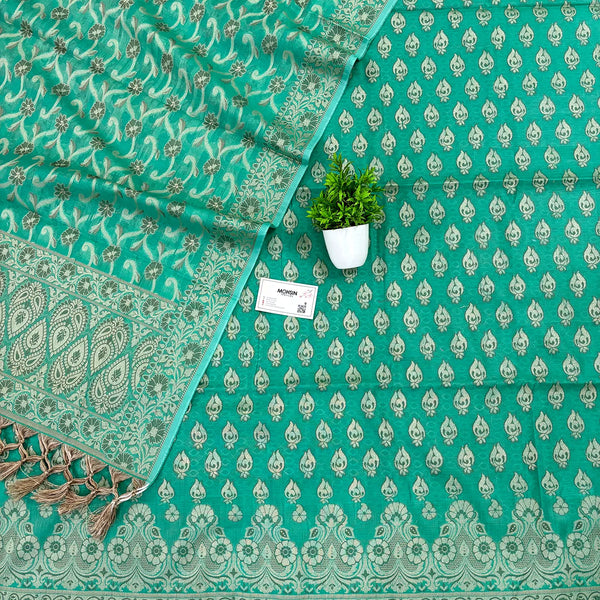 Sea Green Hukum Fire Cotton Silk Banarasi Suit