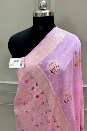 Baby Pink Cotton Silk Banarasi Saree