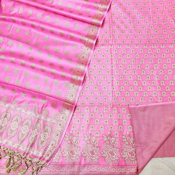 Baby Pink Punjabi Resham Zari Cotton SilkBanarasi Suit