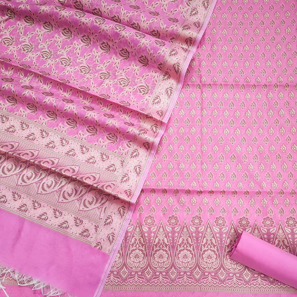 Baby Pink Punjabi Resham Zari Cotton Silk Banarasi Suit