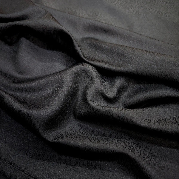 Black Tanchoi Cotton Silk Banarasi Fabric