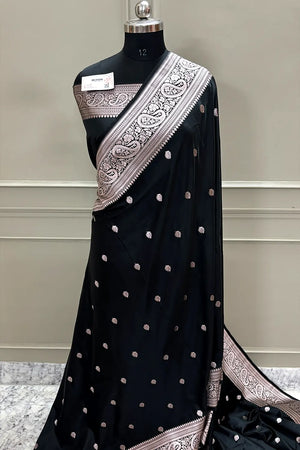 Black Zari Katan Silk Banarasi Saree