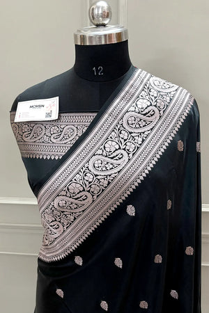 Black Zari Katan Silk Banarasi Saree