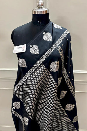 Black Zari Katan Silk Banarasi Saree