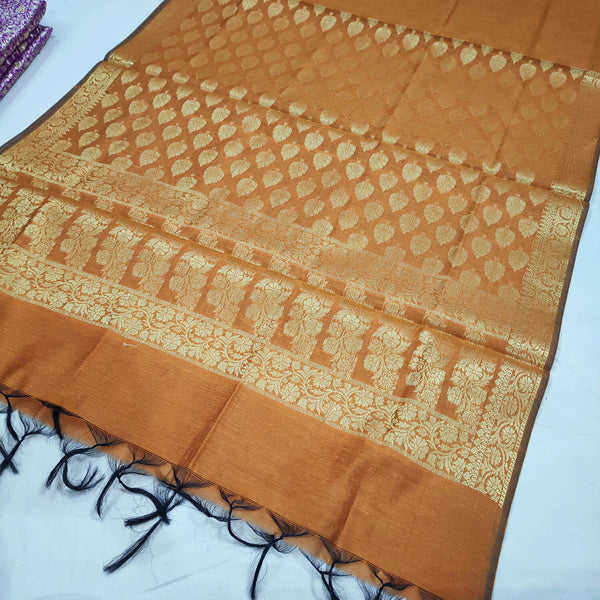 Brown Patta Buti Banarasi Silk Dupatta