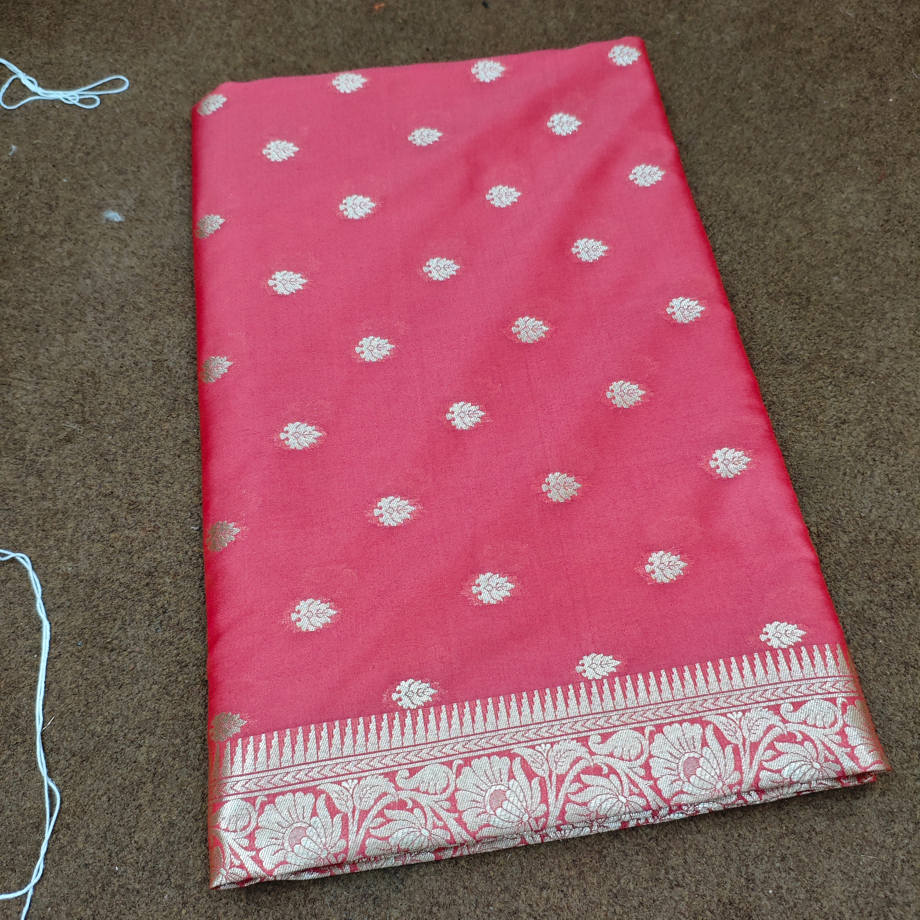 Dark Peach Rudraksha Buti Katan Silk Banarasi Saree