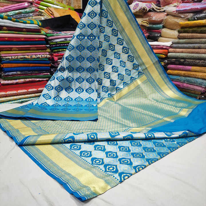 Firozi Handloom Tissue Silk Banarasi Saree